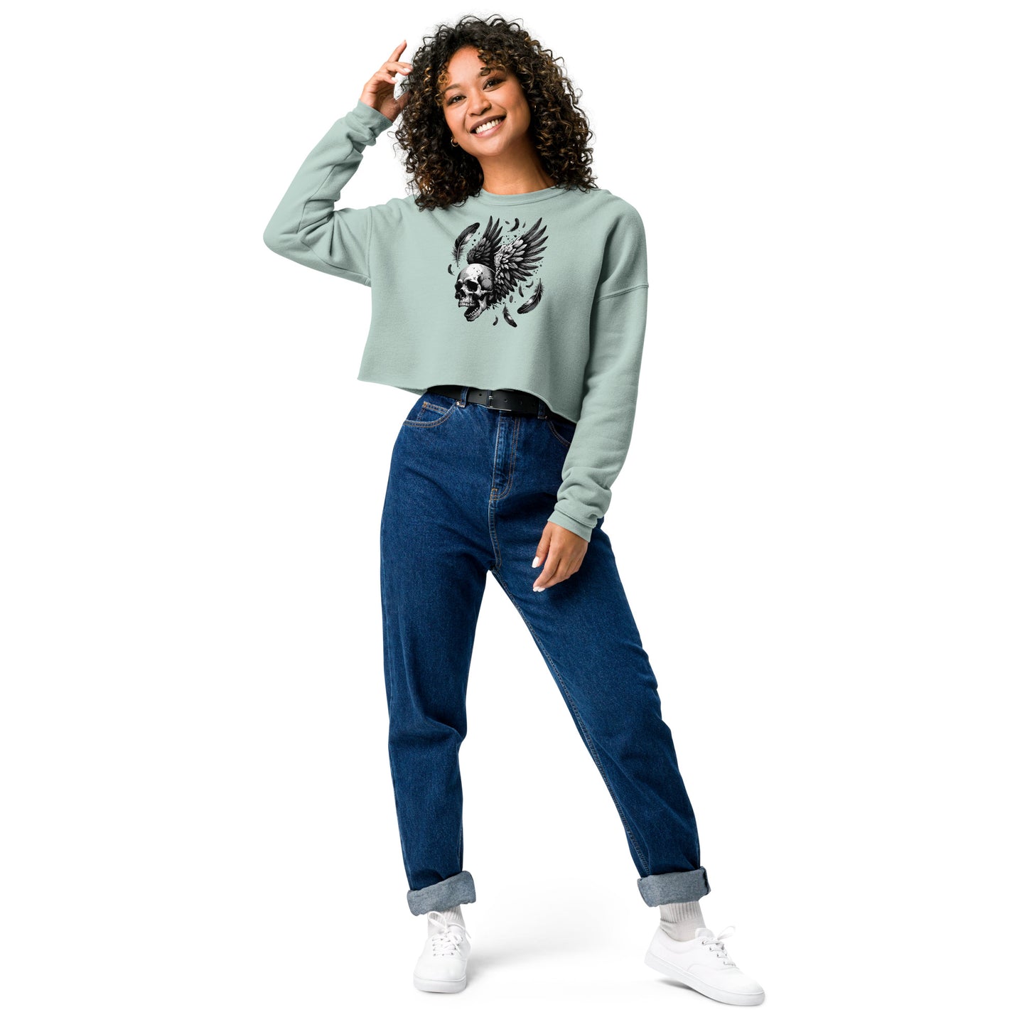 Flying Skull Women's Crop Sweatshirt