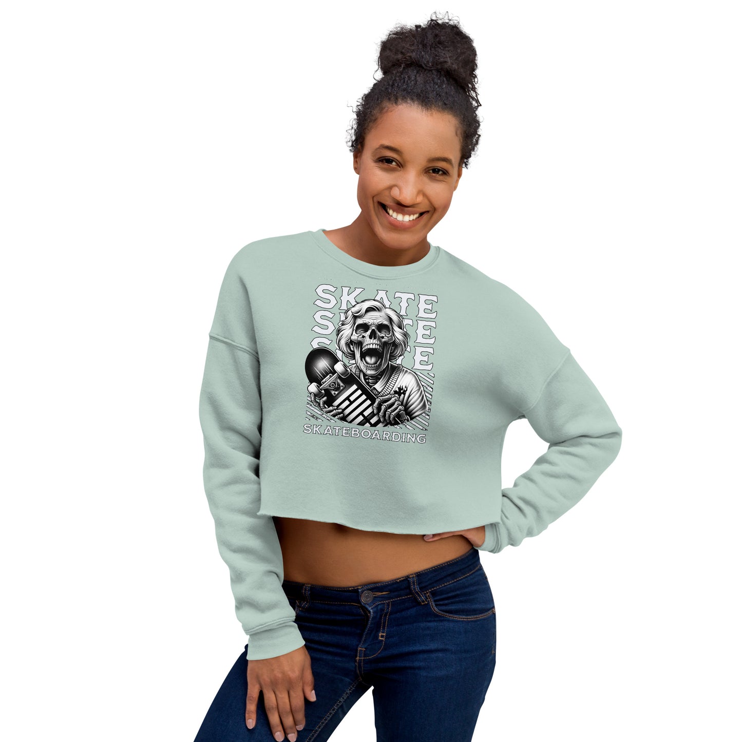 Screaming Skull Skateboarding Women's Crop Sweatshirt