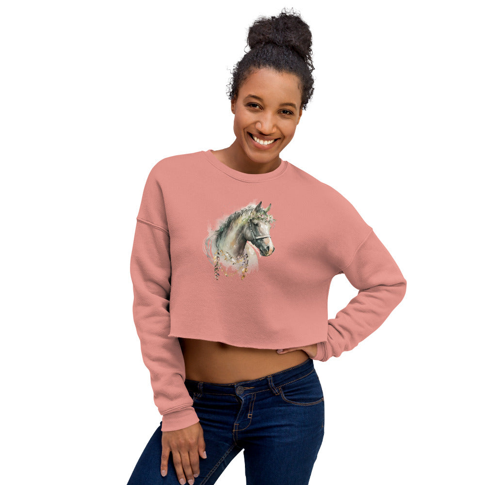 Whimsical Horse Women's Crop Sweatshirt