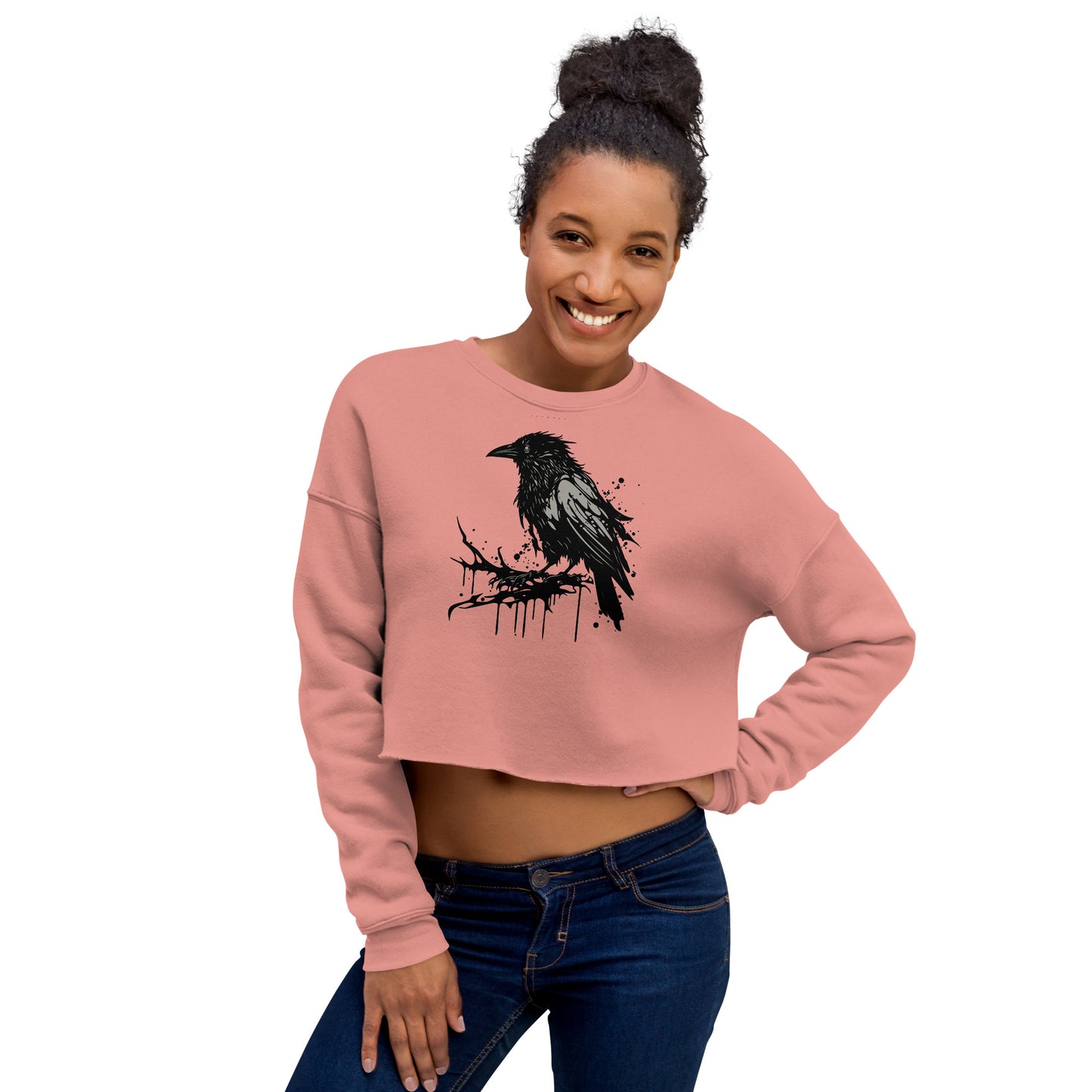 Raven Paint Splatter Women's Crop Sweatshirt