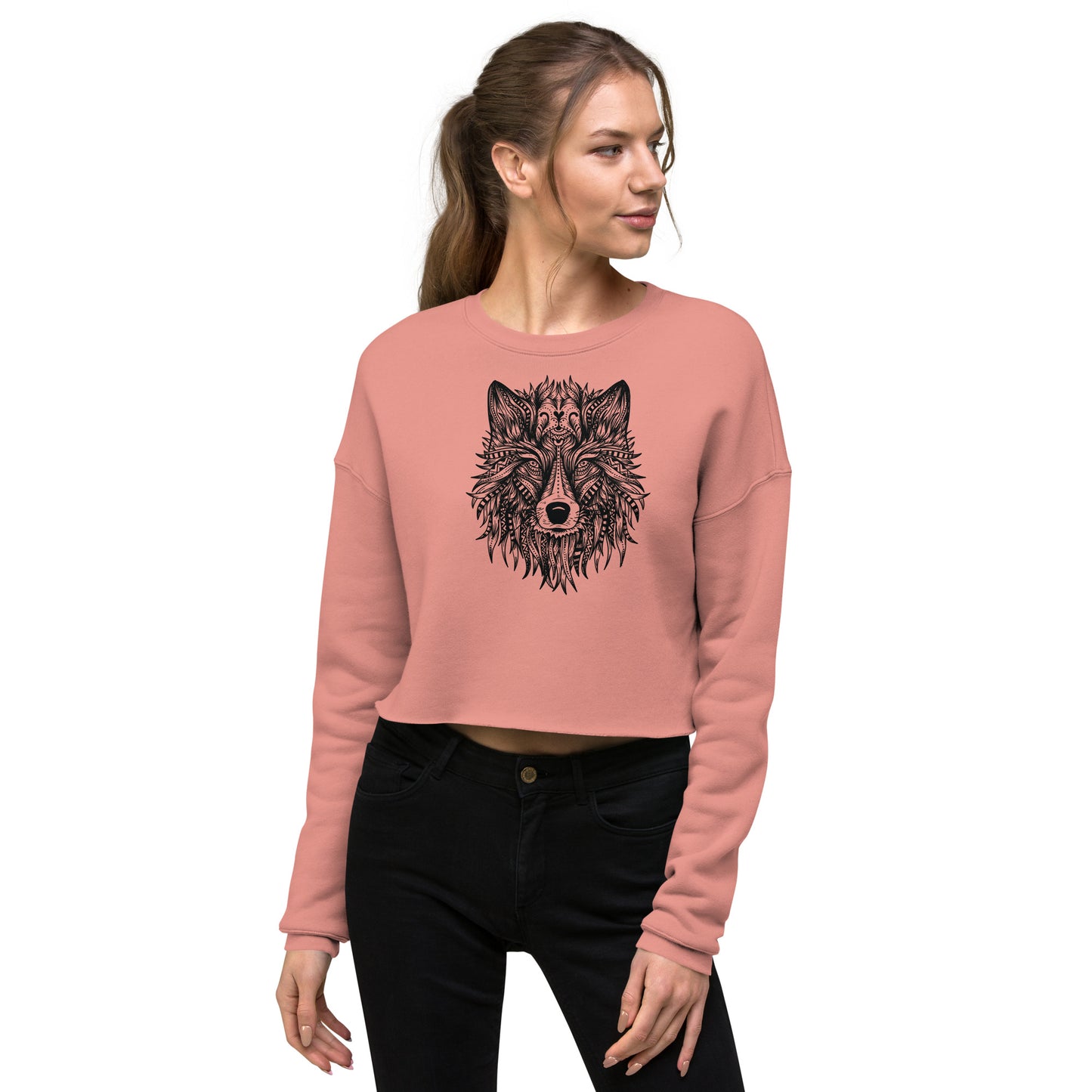 Wolf Mandala Women's Crop Sweatshirt