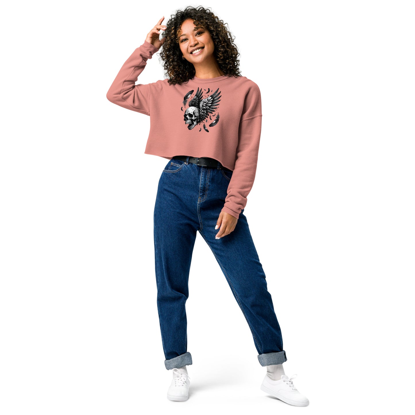 Flying Skull Women's Crop Sweatshirt