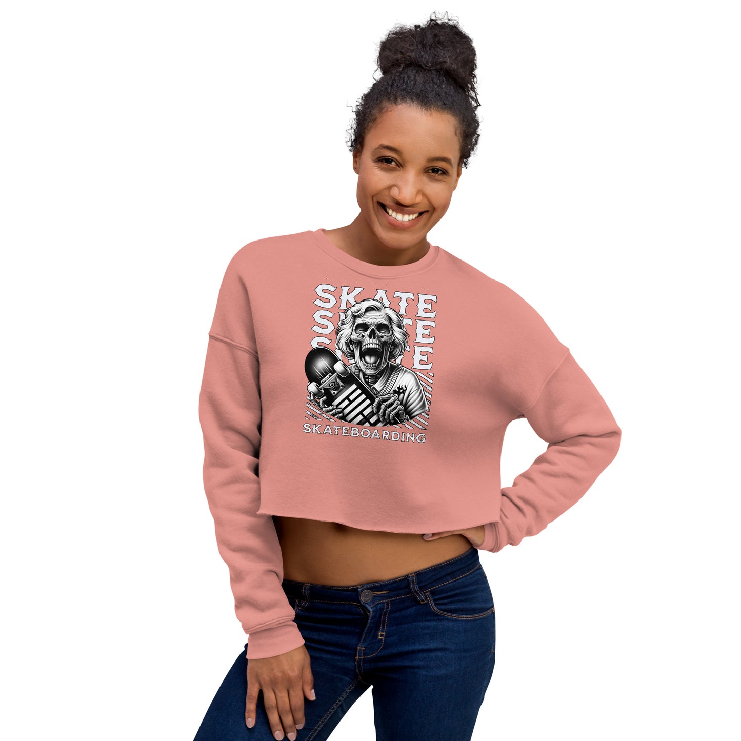 Screaming Skull Skateboarding Women's Crop Sweatshirt