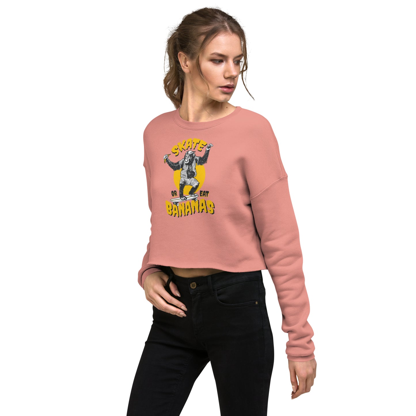 Skate Or Eat Bananas Women's Crop Sweatshirt