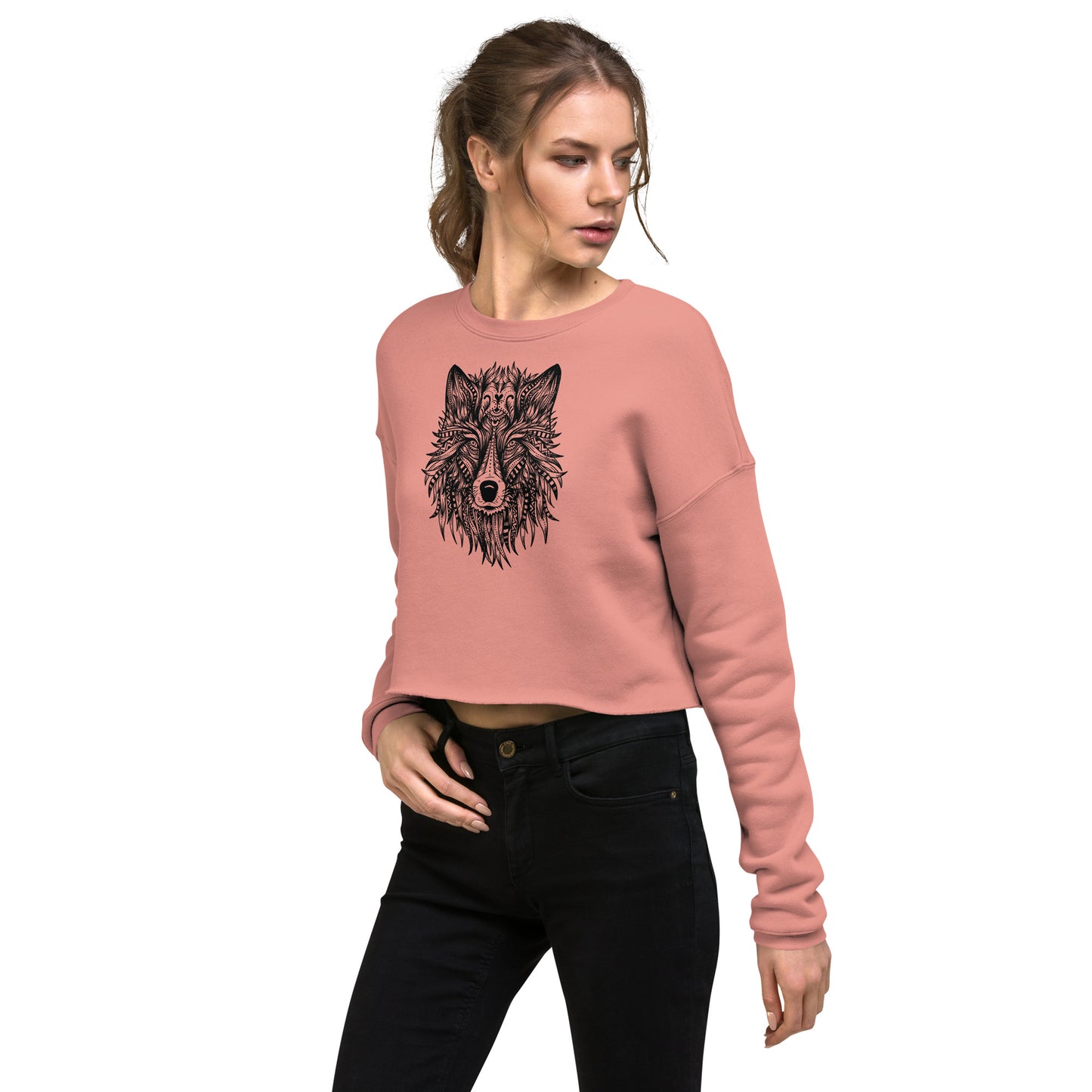 Wolf Mandala Women's Crop Sweatshirt