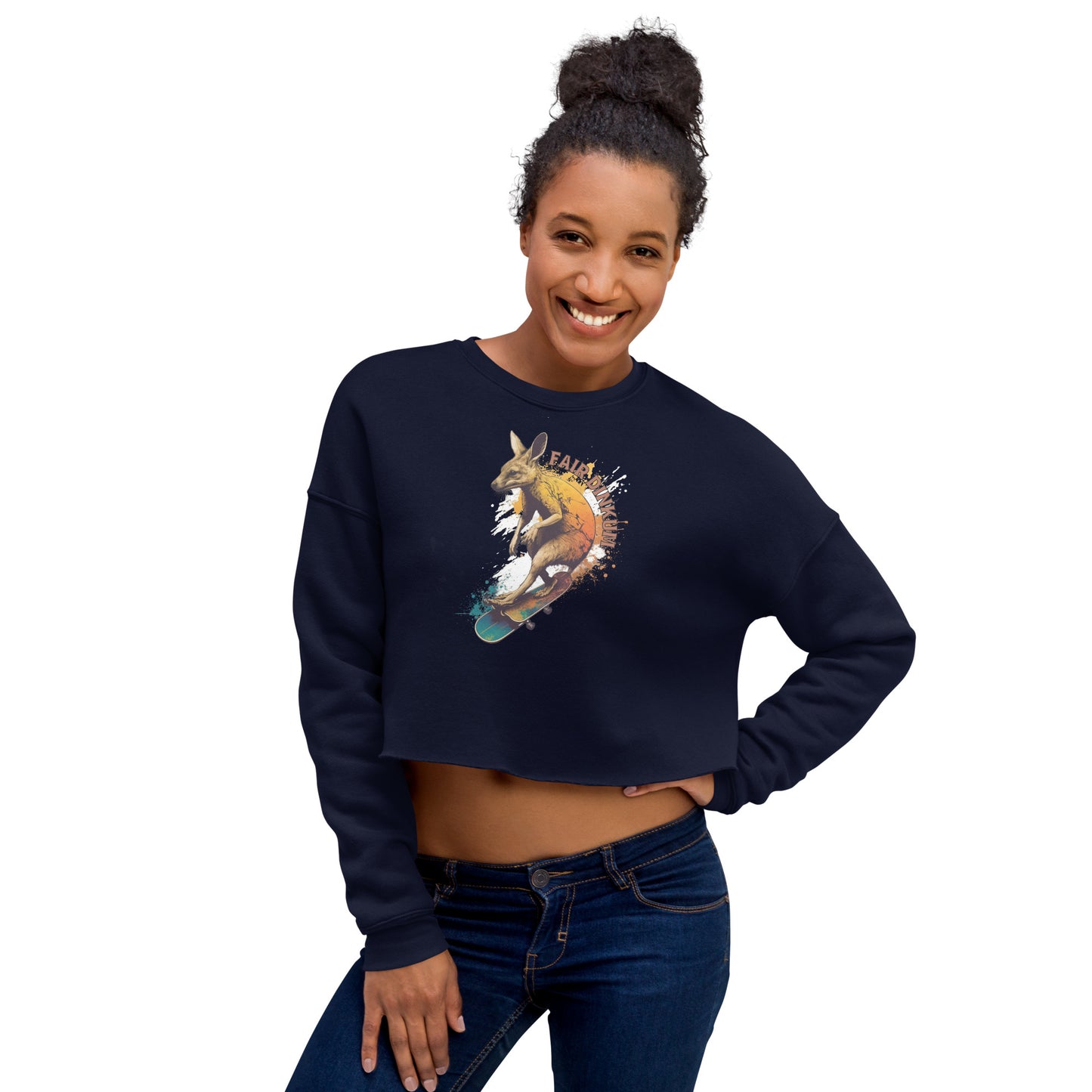 Fair Dinkum Skateboarding Kangaroo Women's Crop Sweatshirt