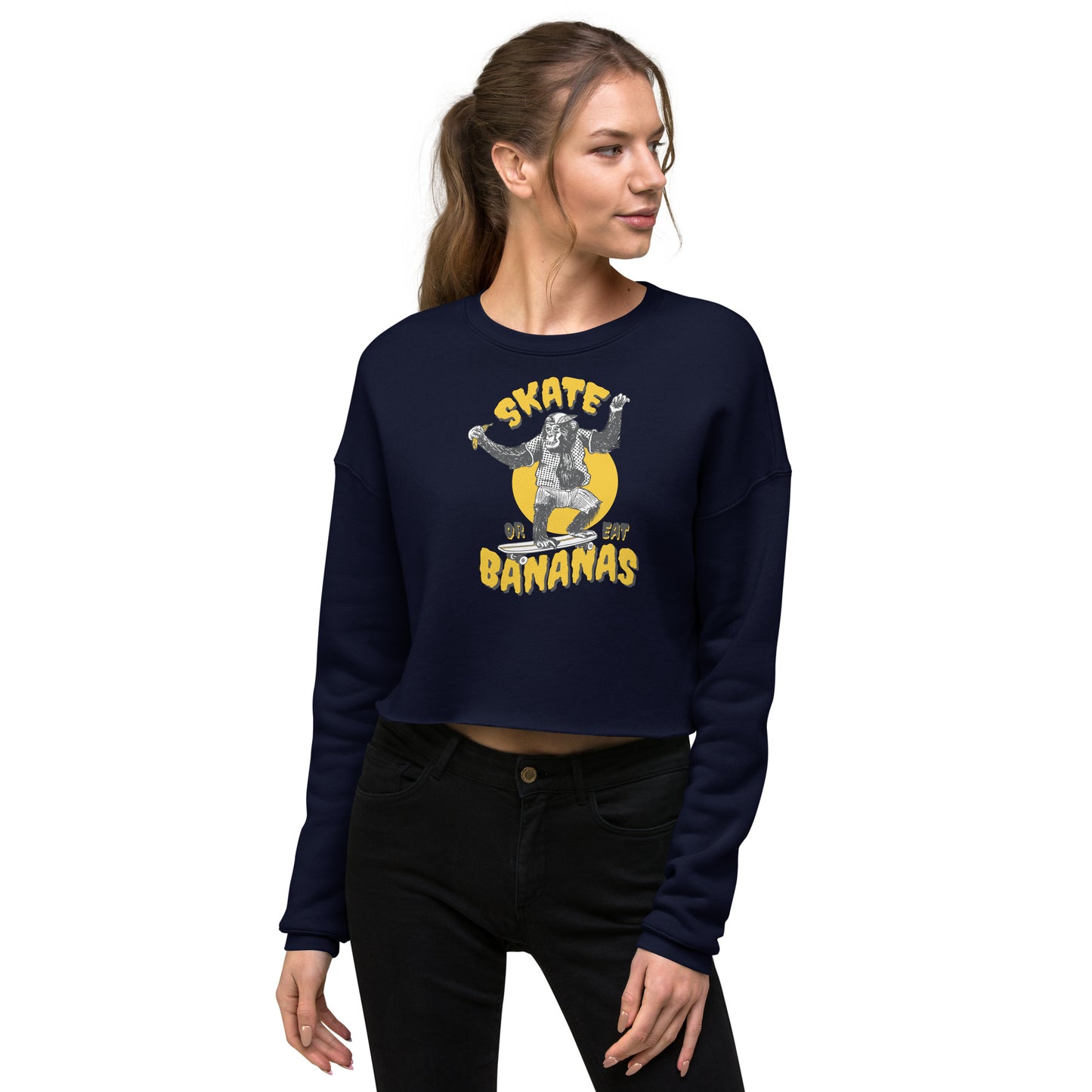 Skate Or Eat Bananas Women's Crop Sweatshirt