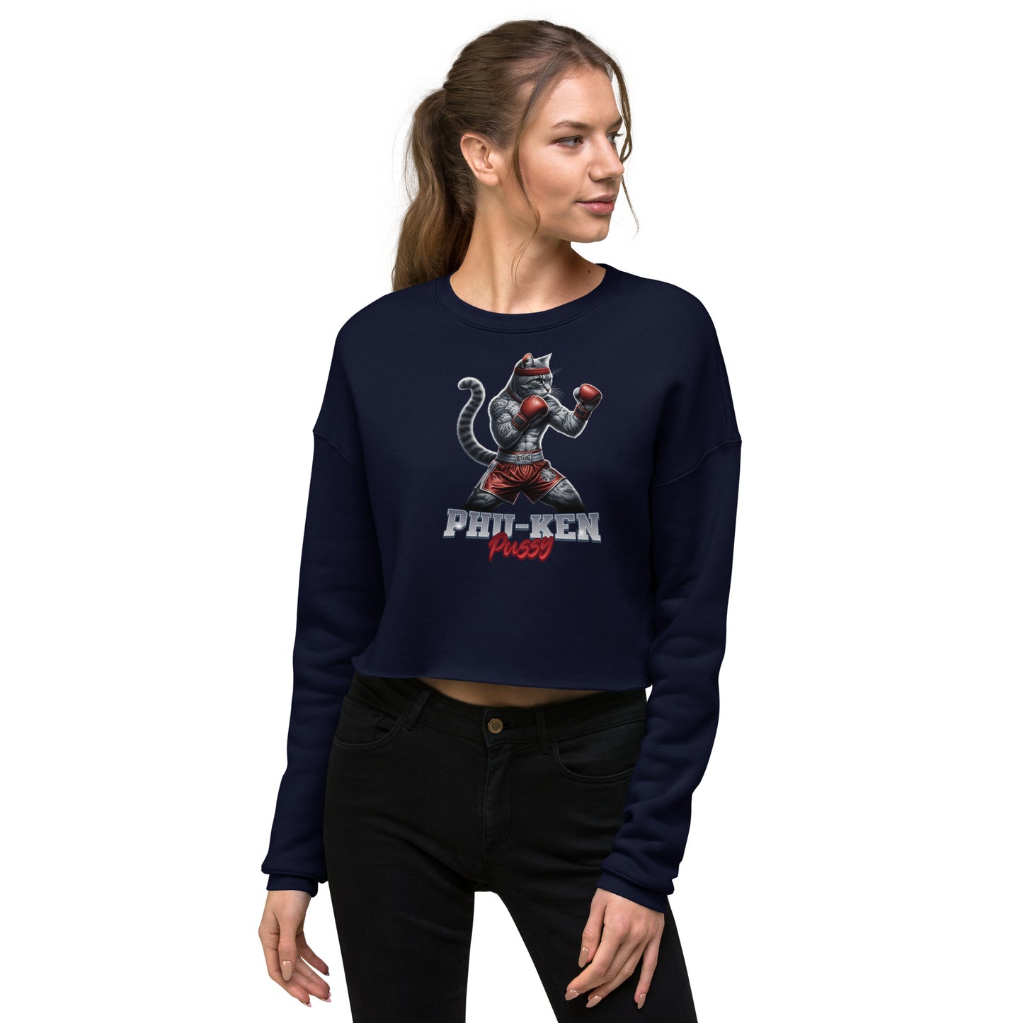 Phu-Ken Pussy Cat Women's Crop Sweatshirt