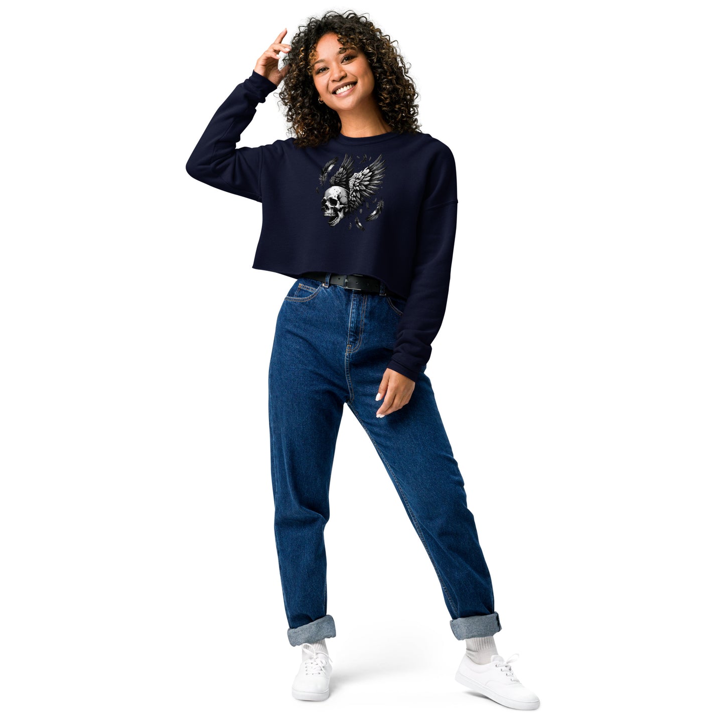 Flying Skull Women's Crop Sweatshirt