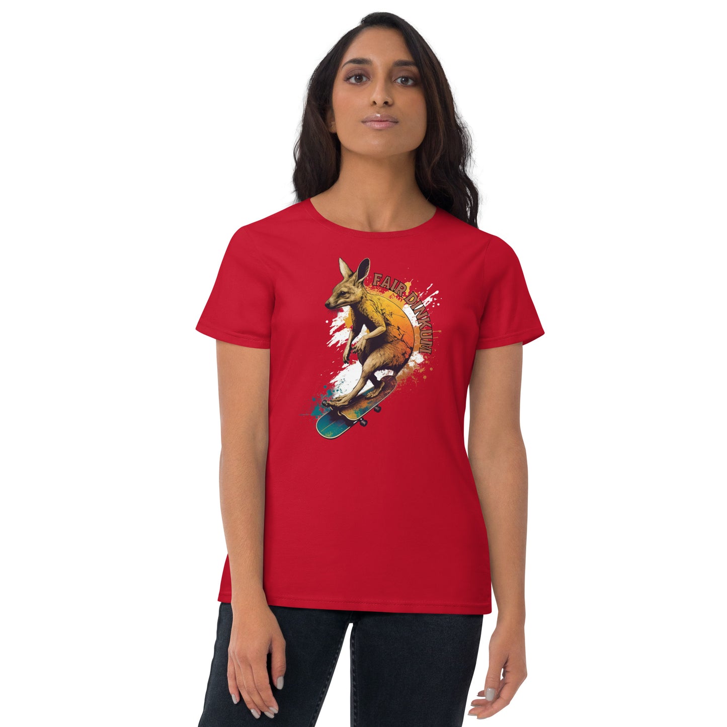 Fair Dinkum Skateboarding Kangaroo Women's Short Sleeve T-Shirt