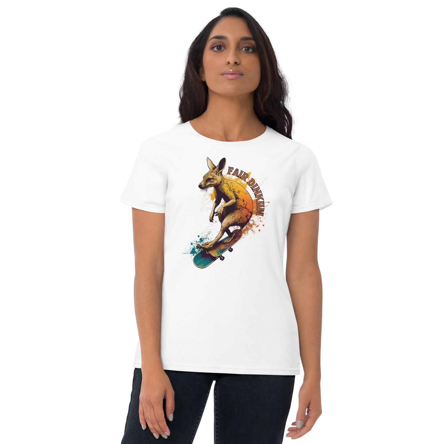 Fair Dinkum Skateboarding Kangaroo Women's Short Sleeve T-Shirt