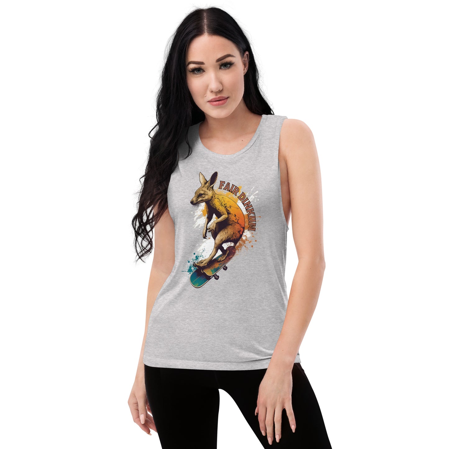 Fair Dinkum Skateboarding Kangaroo Ladies’ Muscle Tank