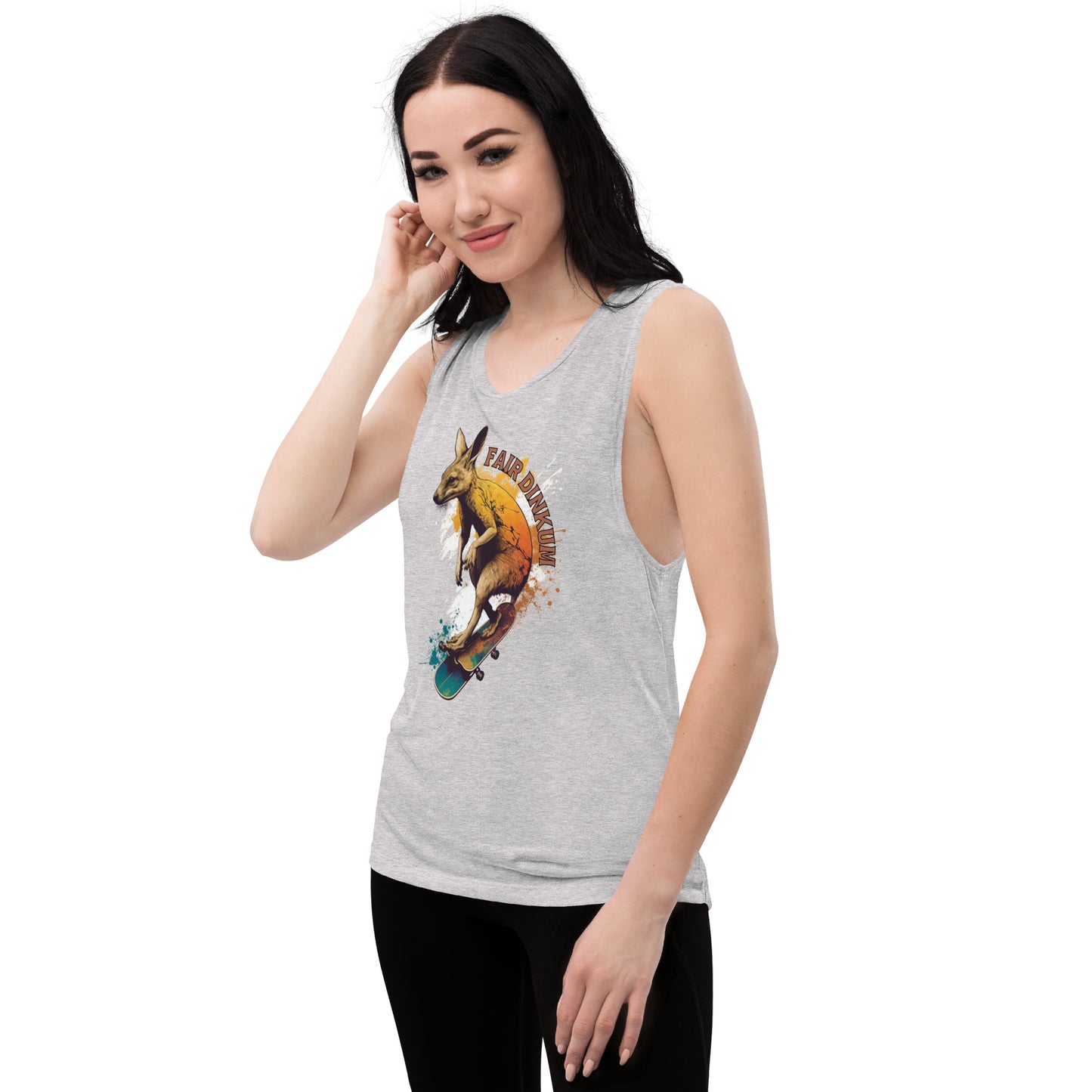 Fair Dinkum Skateboarding Kangaroo Ladies’ Muscle Tank