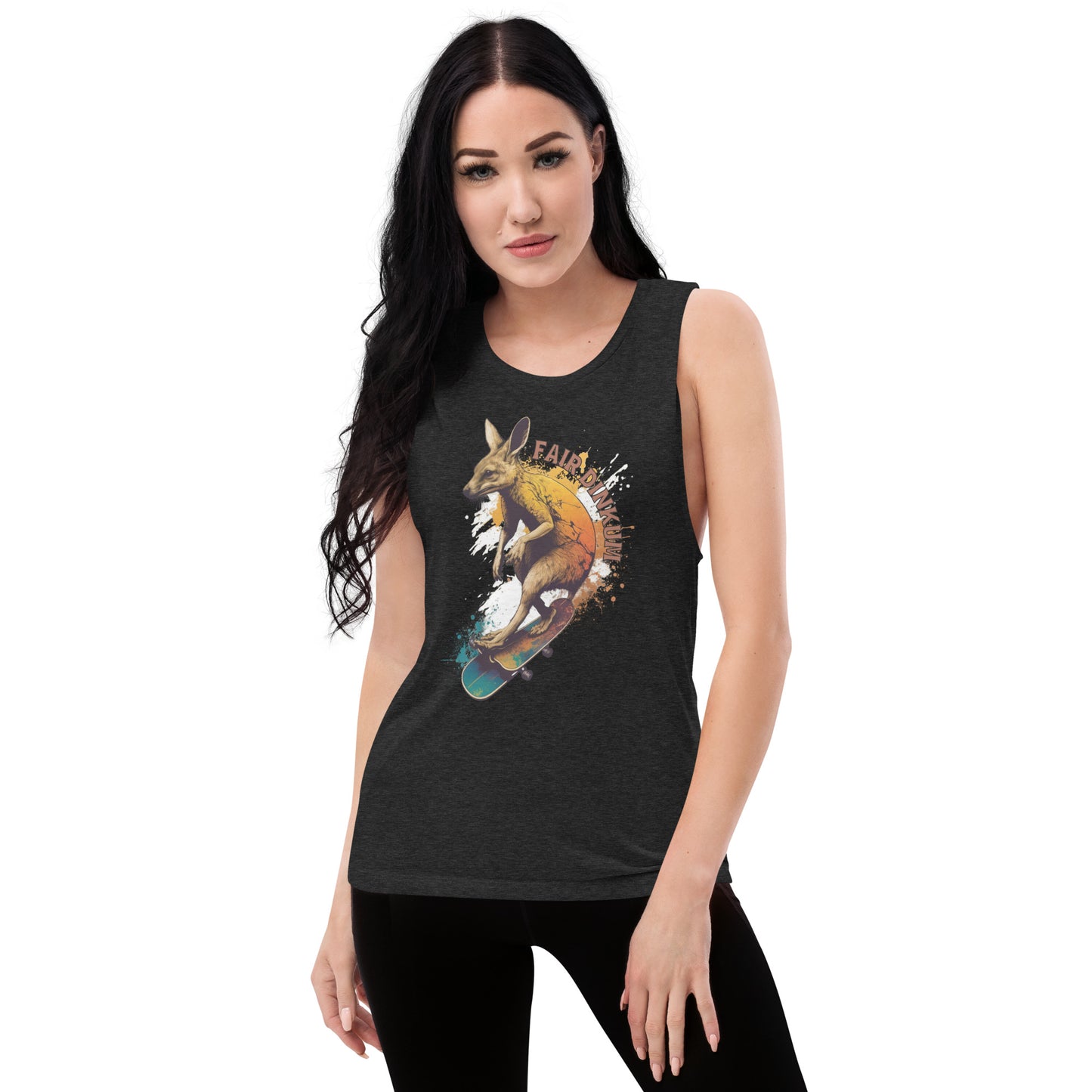 Fair Dinkum Skateboarding Kangaroo Ladies’ Muscle Tank