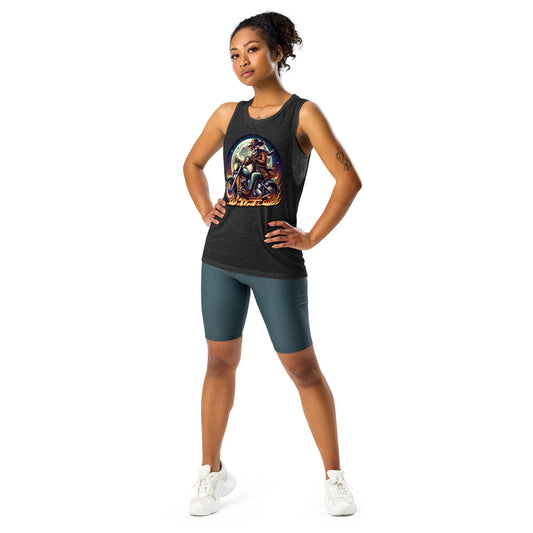 Moonlight Skeleton Cowboy Biker Ladies’ Muscle Tank