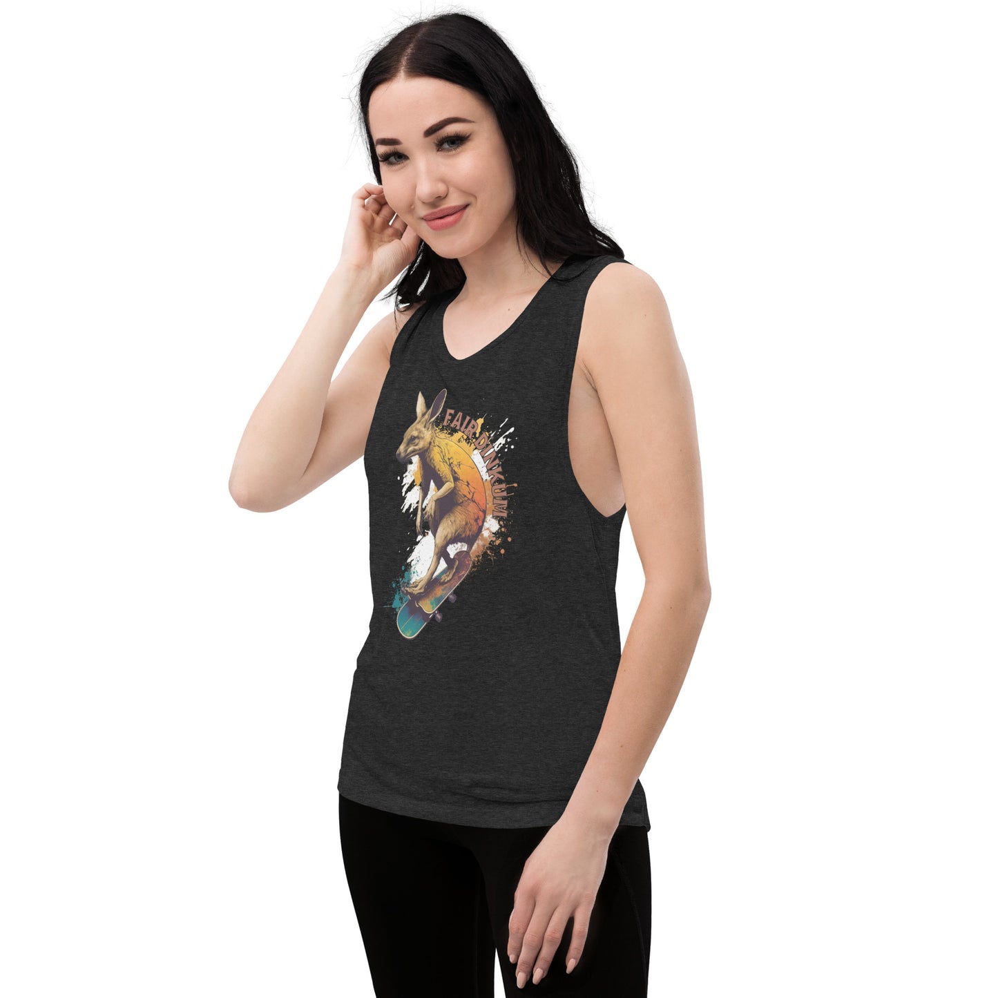 Fair Dinkum Skateboarding Kangaroo Ladies’ Muscle Tank