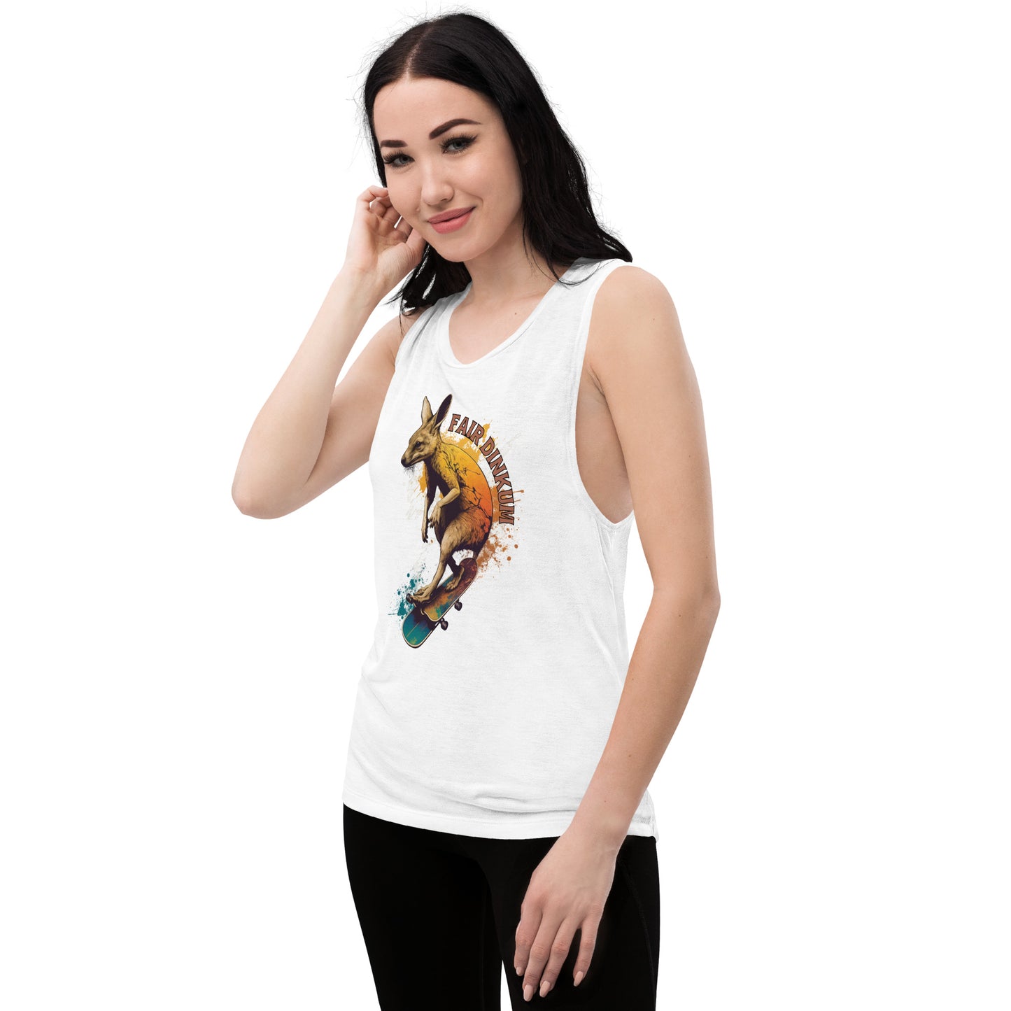 Fair Dinkum Skateboarding Kangaroo Ladies’ Muscle Tank