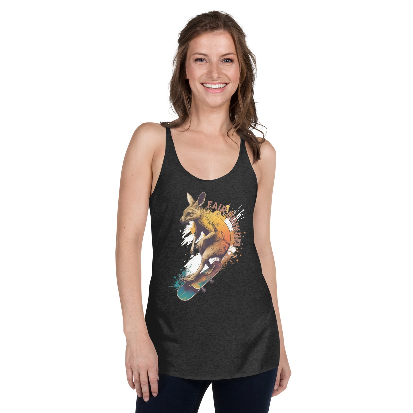 Fair Dinkum Skateboarding Kangaroo Women's Racerback Tank