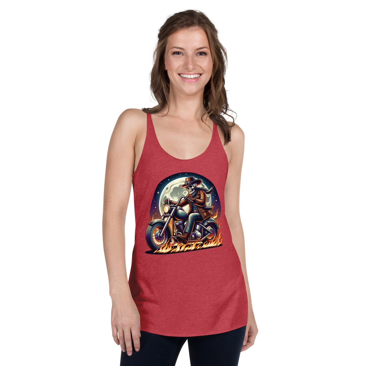 Moonlight Skeleton Cowboy Biker Women's Racerback Tank