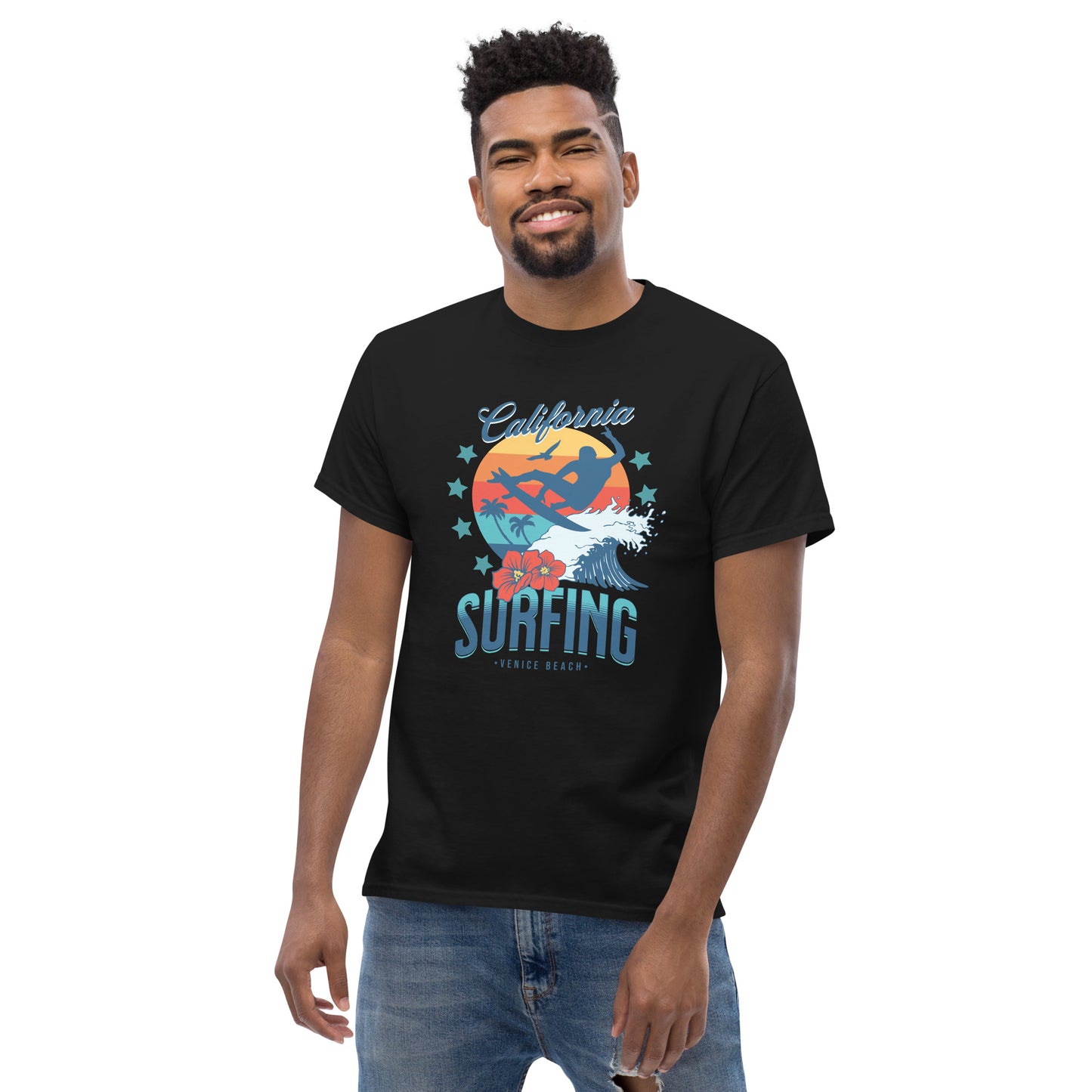 Surfing Venice Beach California Men's Classic Tee