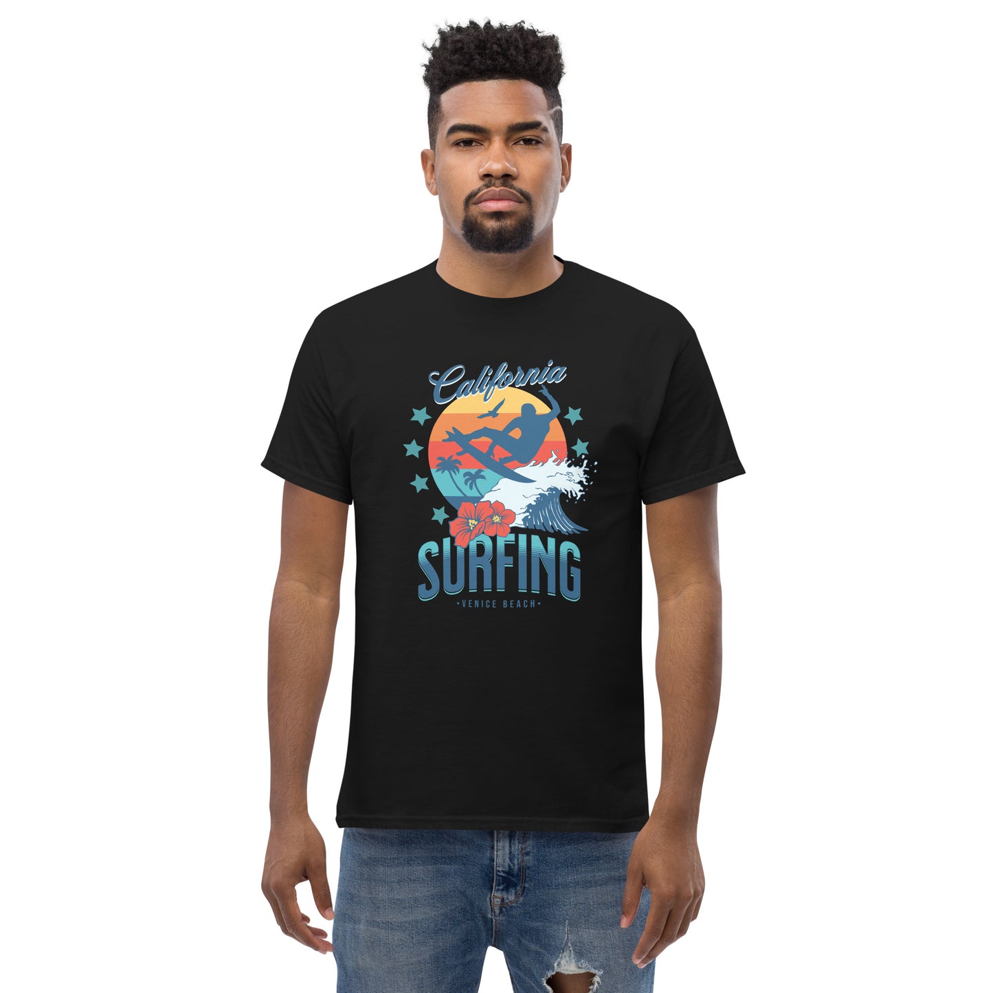 Surfing Venice Beach California Men's Classic Tee