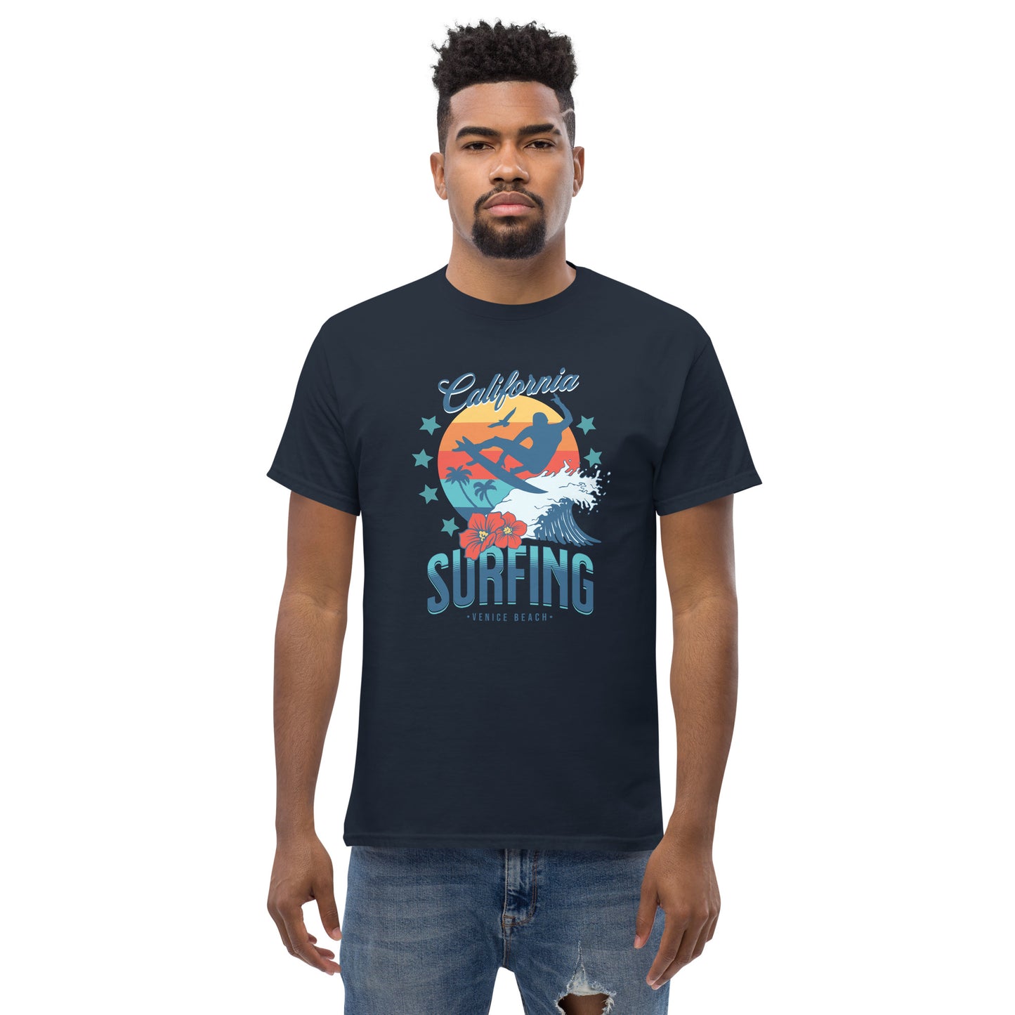 Surfing Venice Beach California Men's Classic Tee