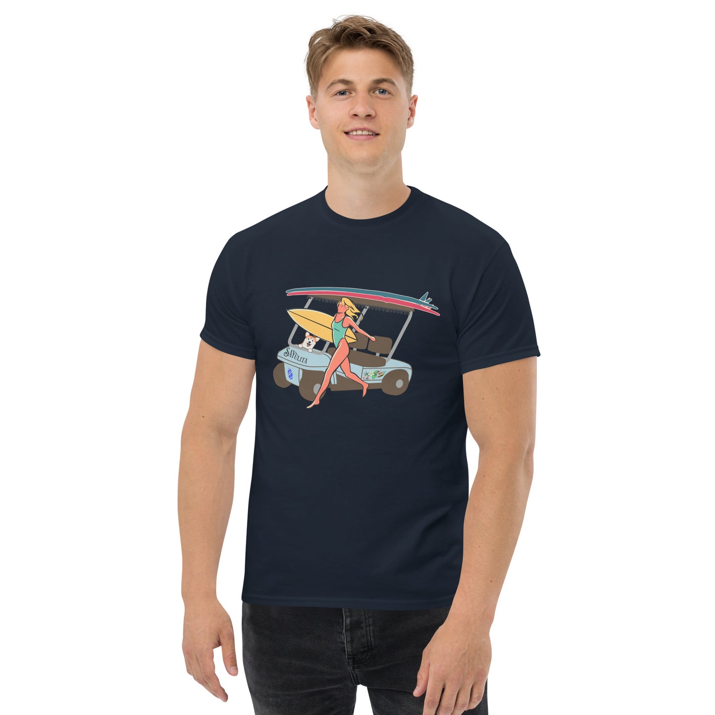 Sayulita Surfer Golf Cart Men's Classic Tee