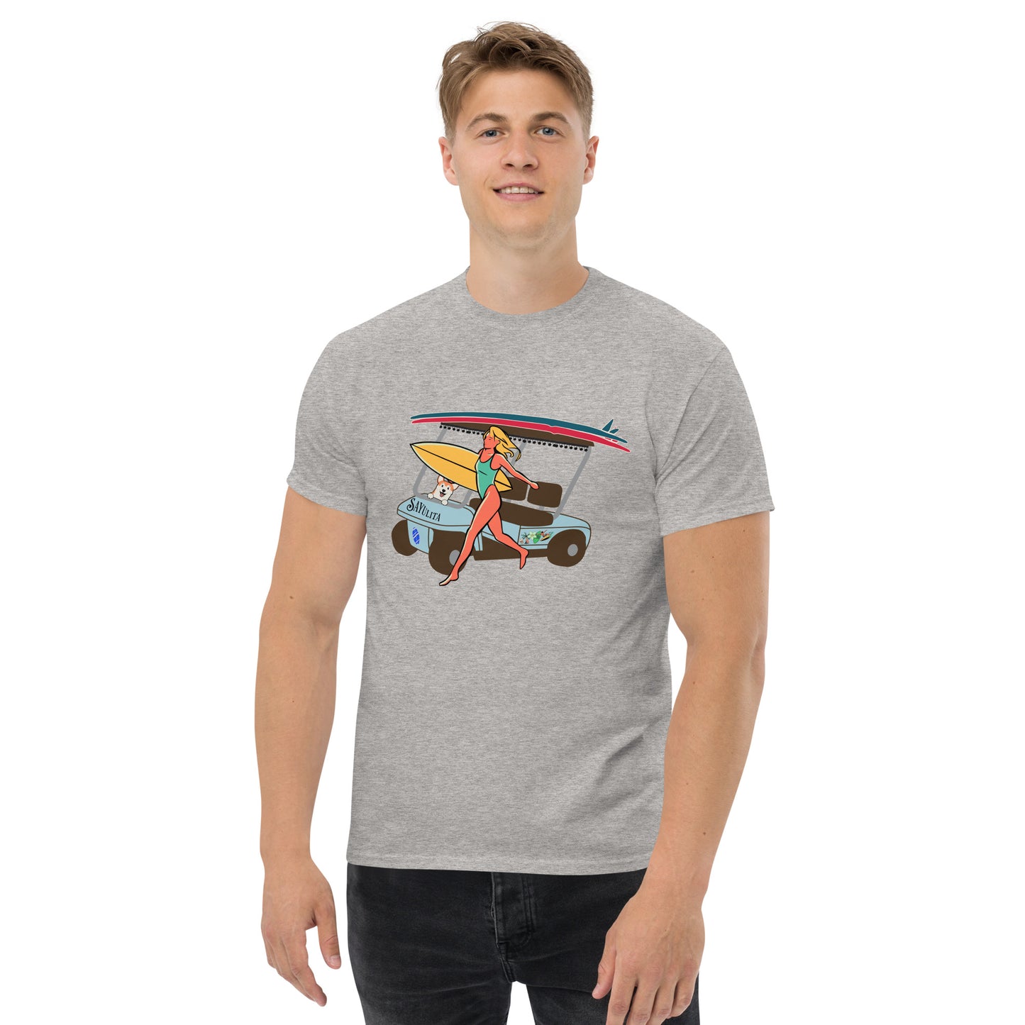 Sayulita Surfer Golf Cart Men's Classic Tee