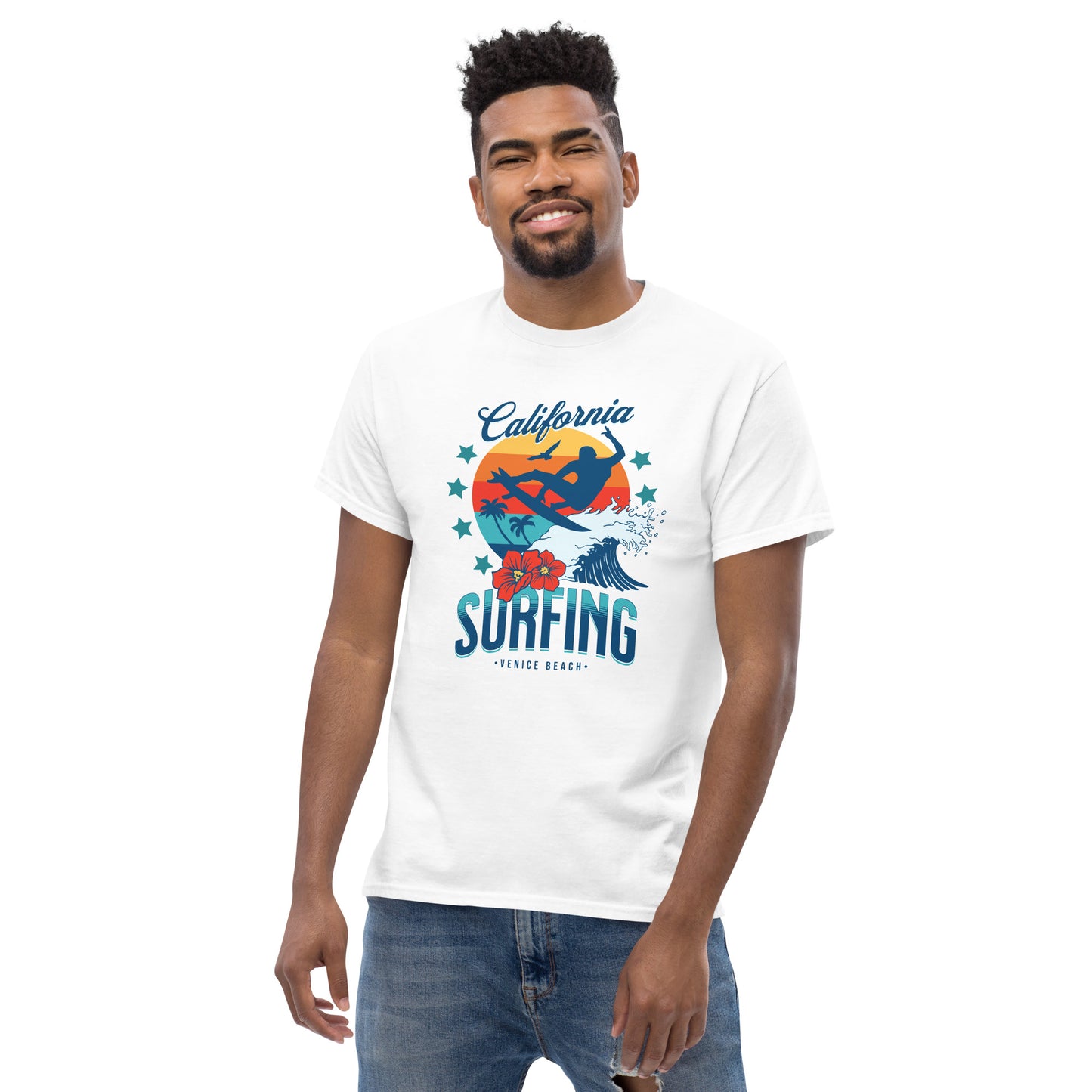 Surfing Venice Beach California Men's Classic Tee