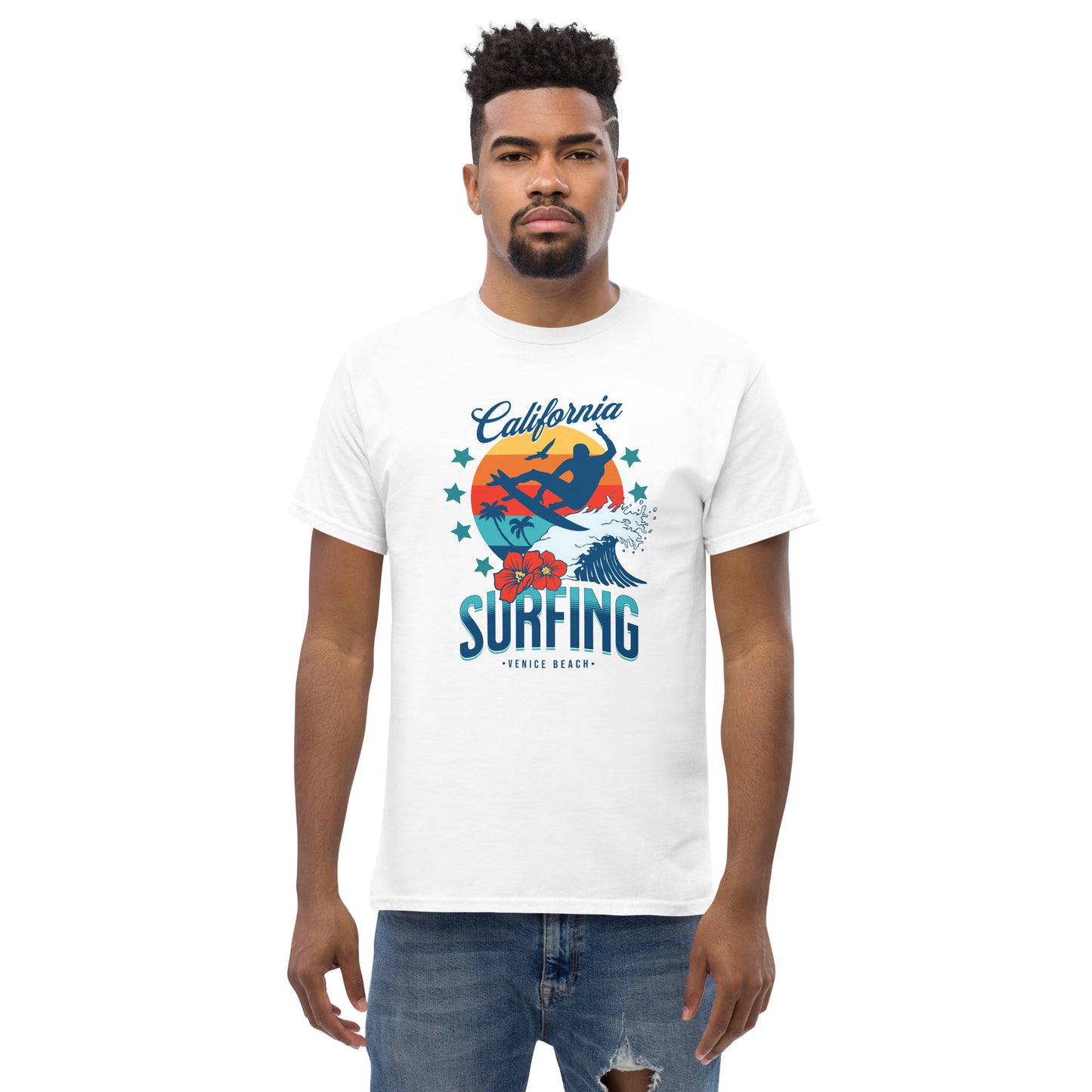 Surfing Venice Beach California Men's Classic Tee