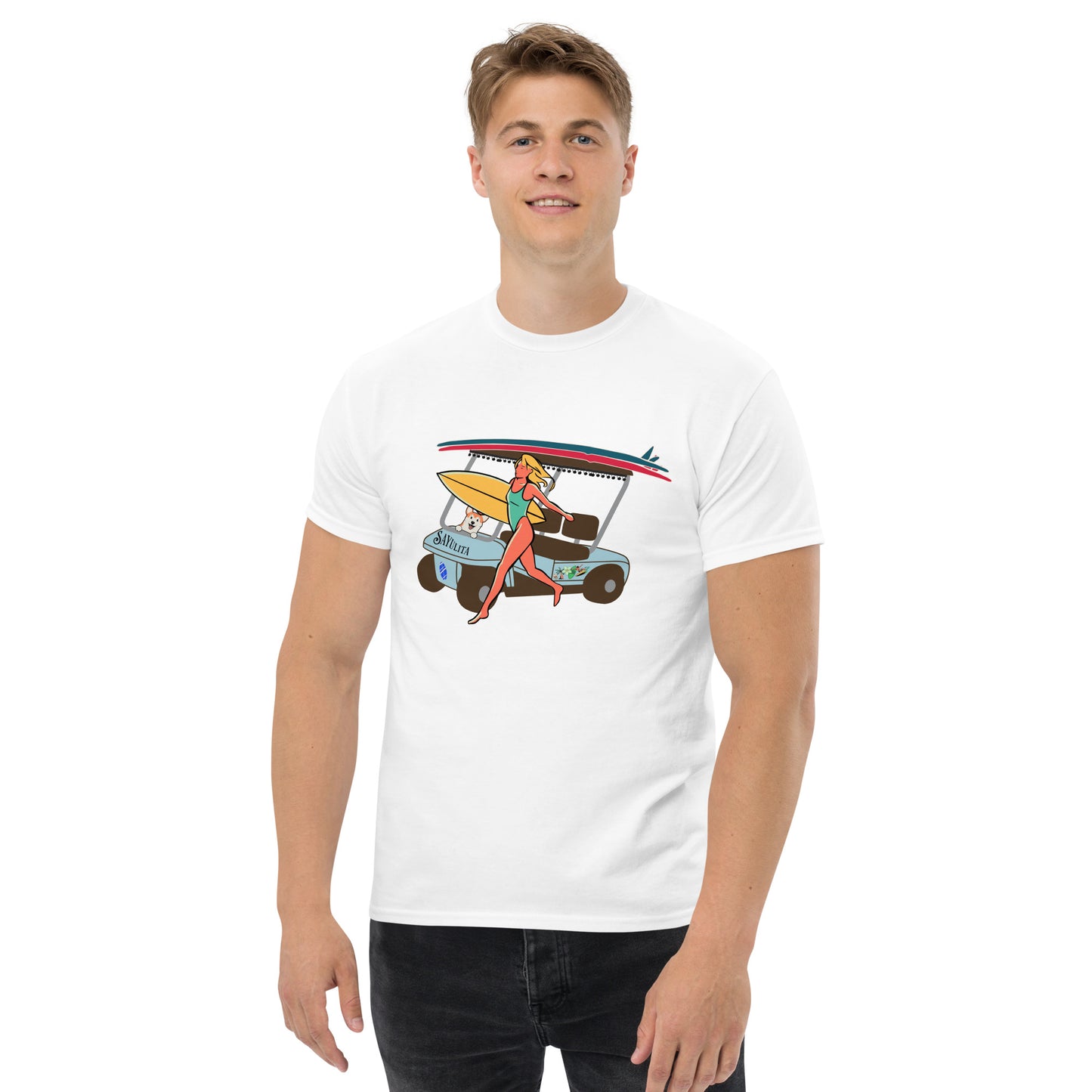 Sayulita Surfer Golf Cart Men's Classic Tee