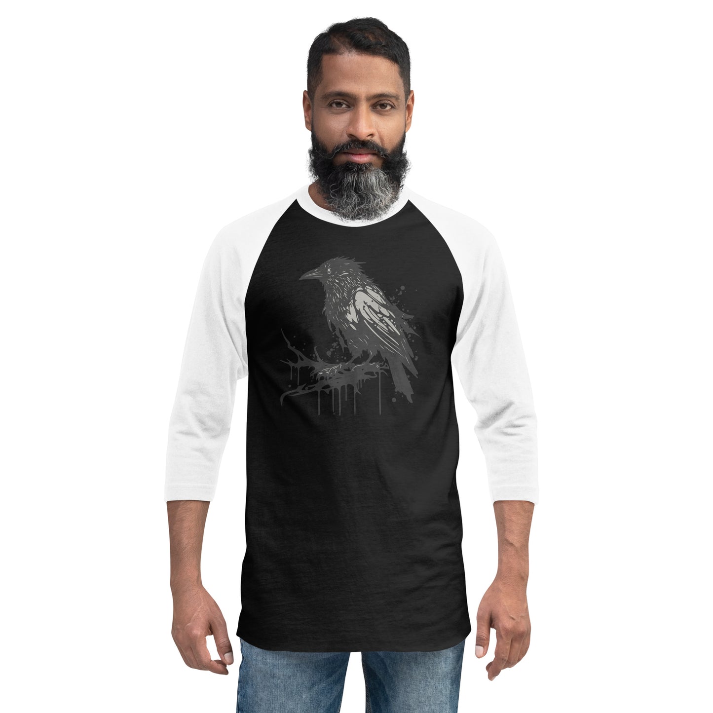 Raven Paint Splatter 3/4 Sleeve Raglan Shirt