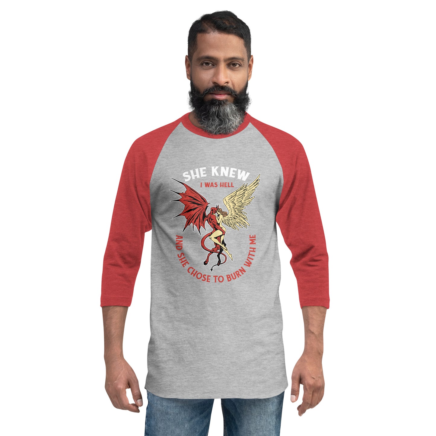 She Knew I Was Hell 3/4 Sleeve Raglan Shirt