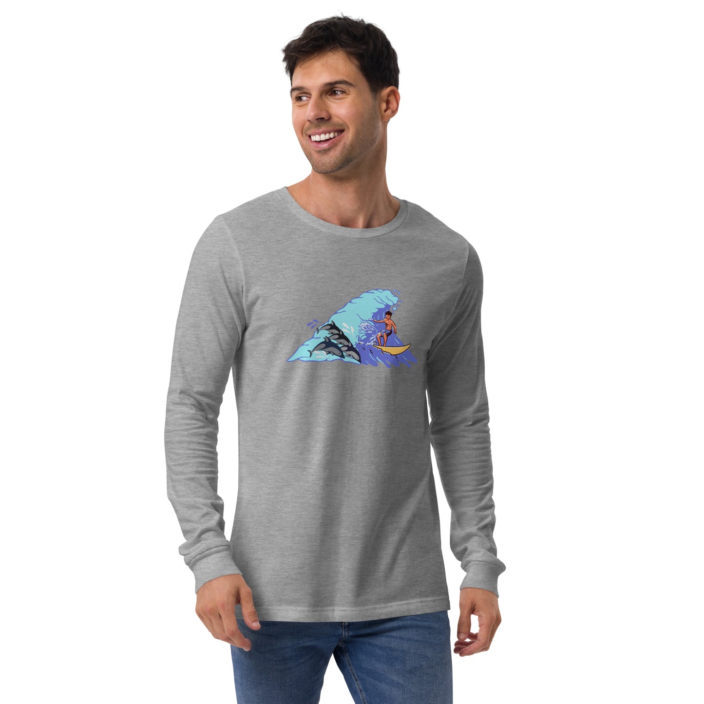 Surfing with Dolphins Unisex Long Sleeve Shirt