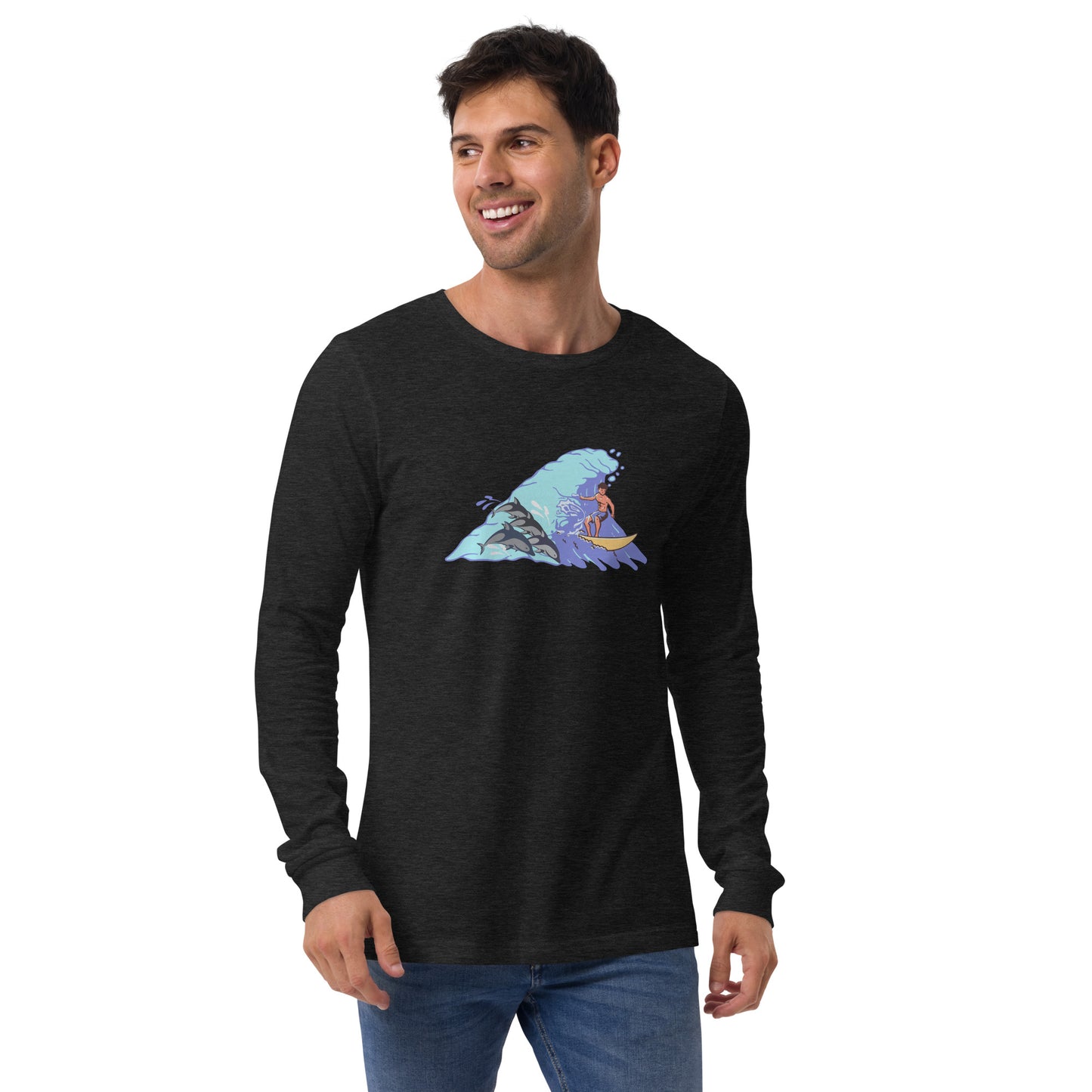 Surfing with Dolphins Unisex Long Sleeve Shirt