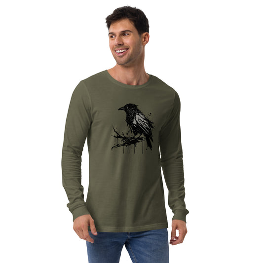 Raven Paint Splatter Unisex Long Sleeve Shirt