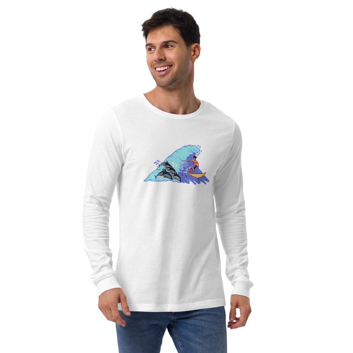 Surfing with Dolphins Unisex Long Sleeve Shirt