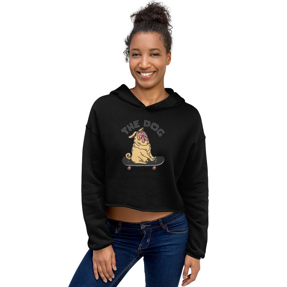 Dog Skateboarding Women's Crop Hoodie