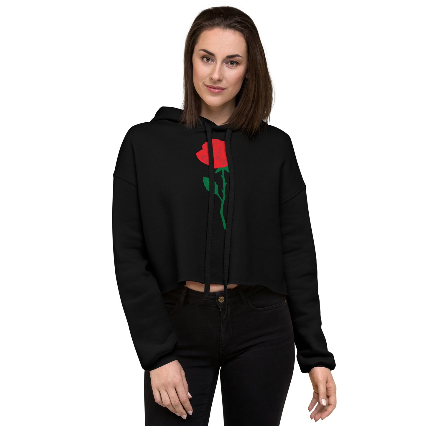 Red Rose Women's Crop Hoodie