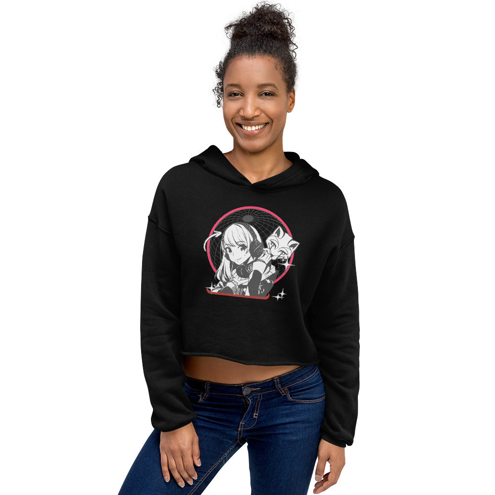 Anime Girl & Fox Women's Crop Hoodie