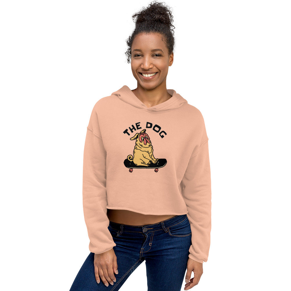 Dog Skateboarding Women's Crop Hoodie