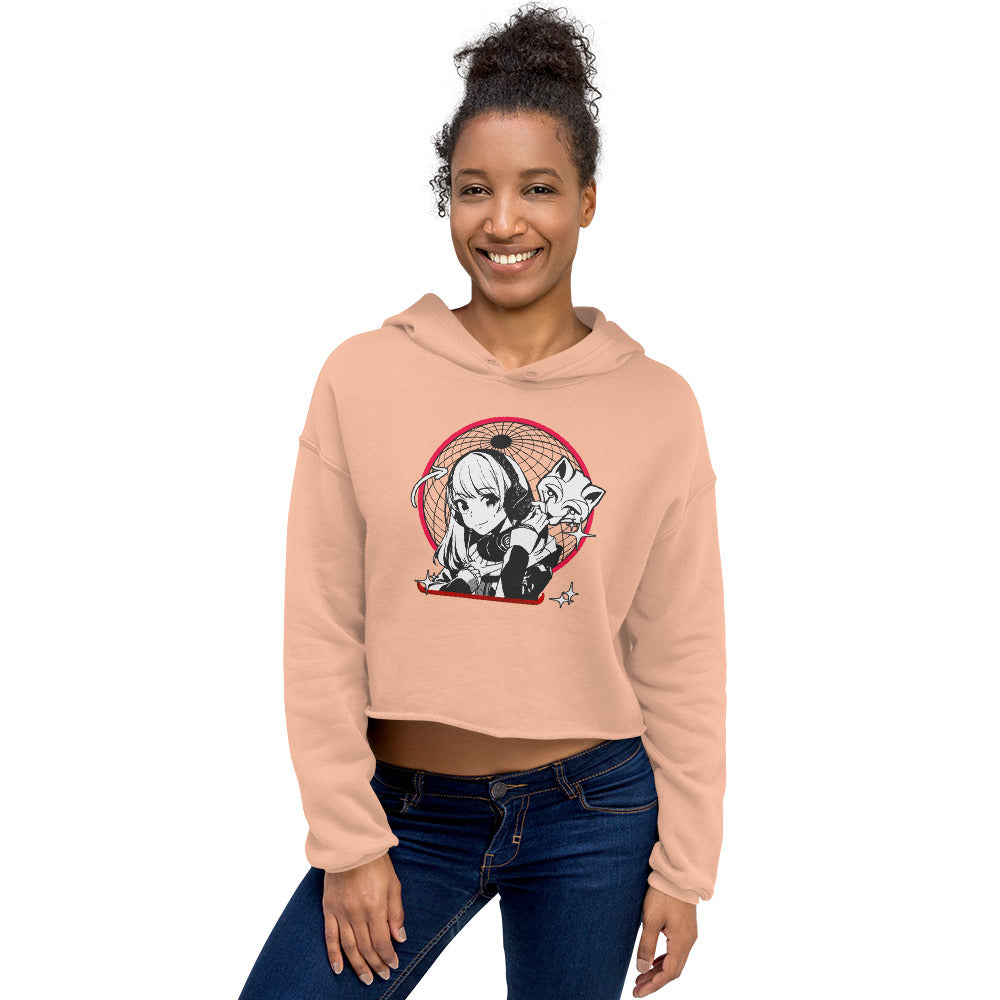 Anime Girl & Fox Women's Crop Hoodie