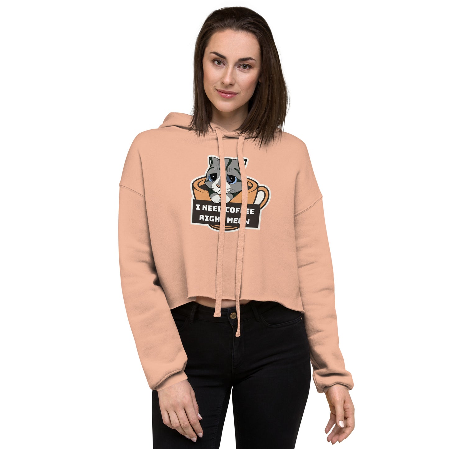 Coffee Cat Women's Crop Hoodie