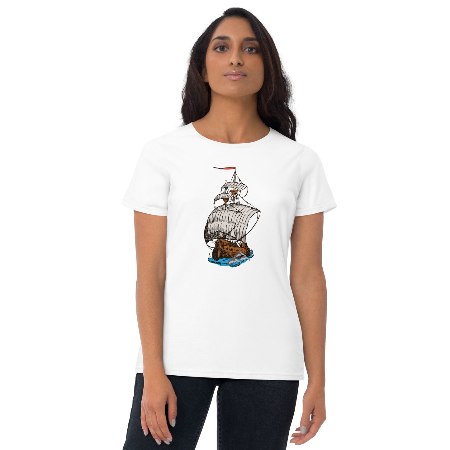 Ship & Dolphins Women's Short Sleeve T-Shirt