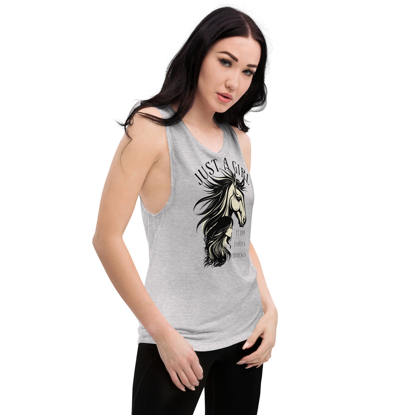 Just a Girl Who Loves Horses Ladies’ Muscle Tank