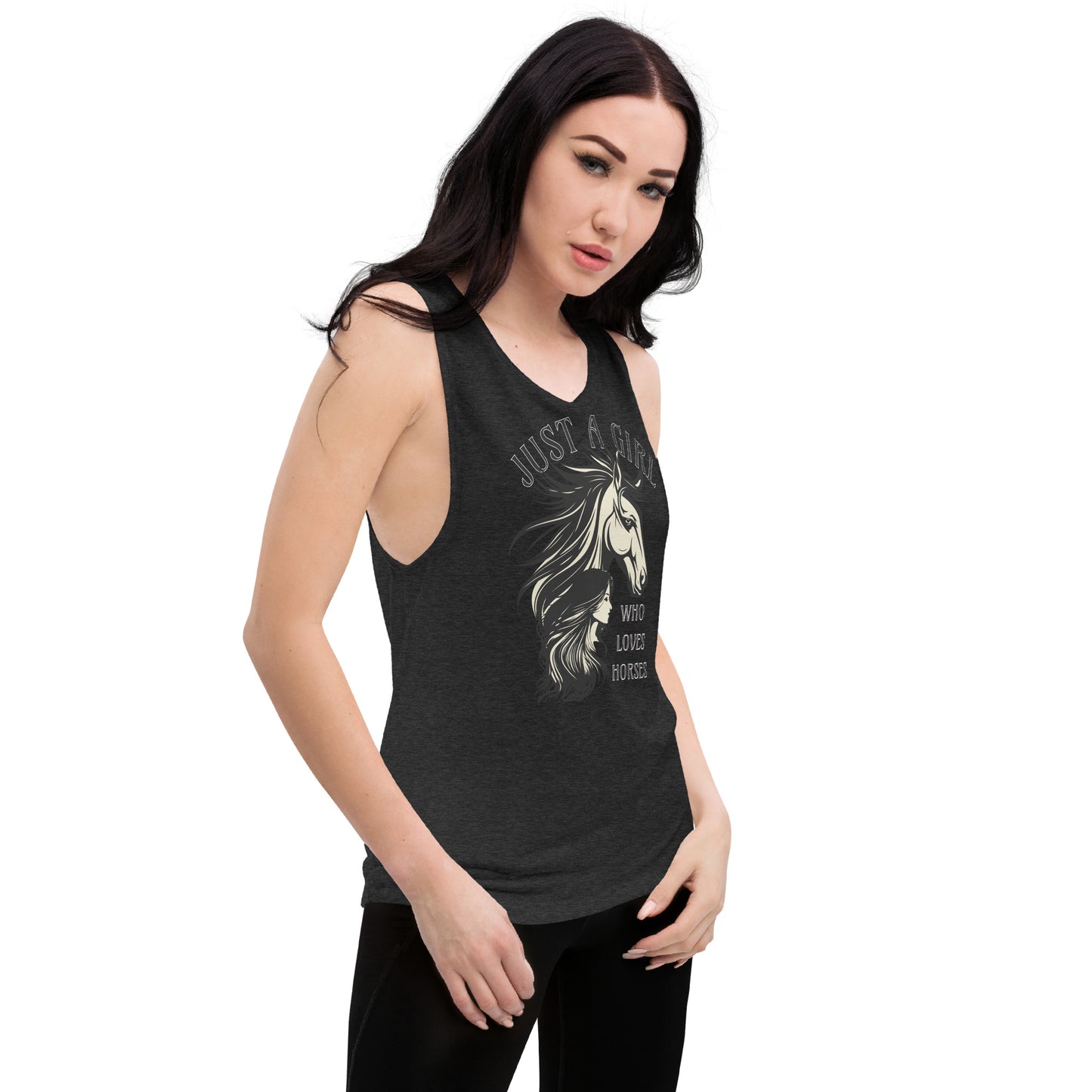 Just a Girl Who Loves Horses Ladies’ Muscle Tank