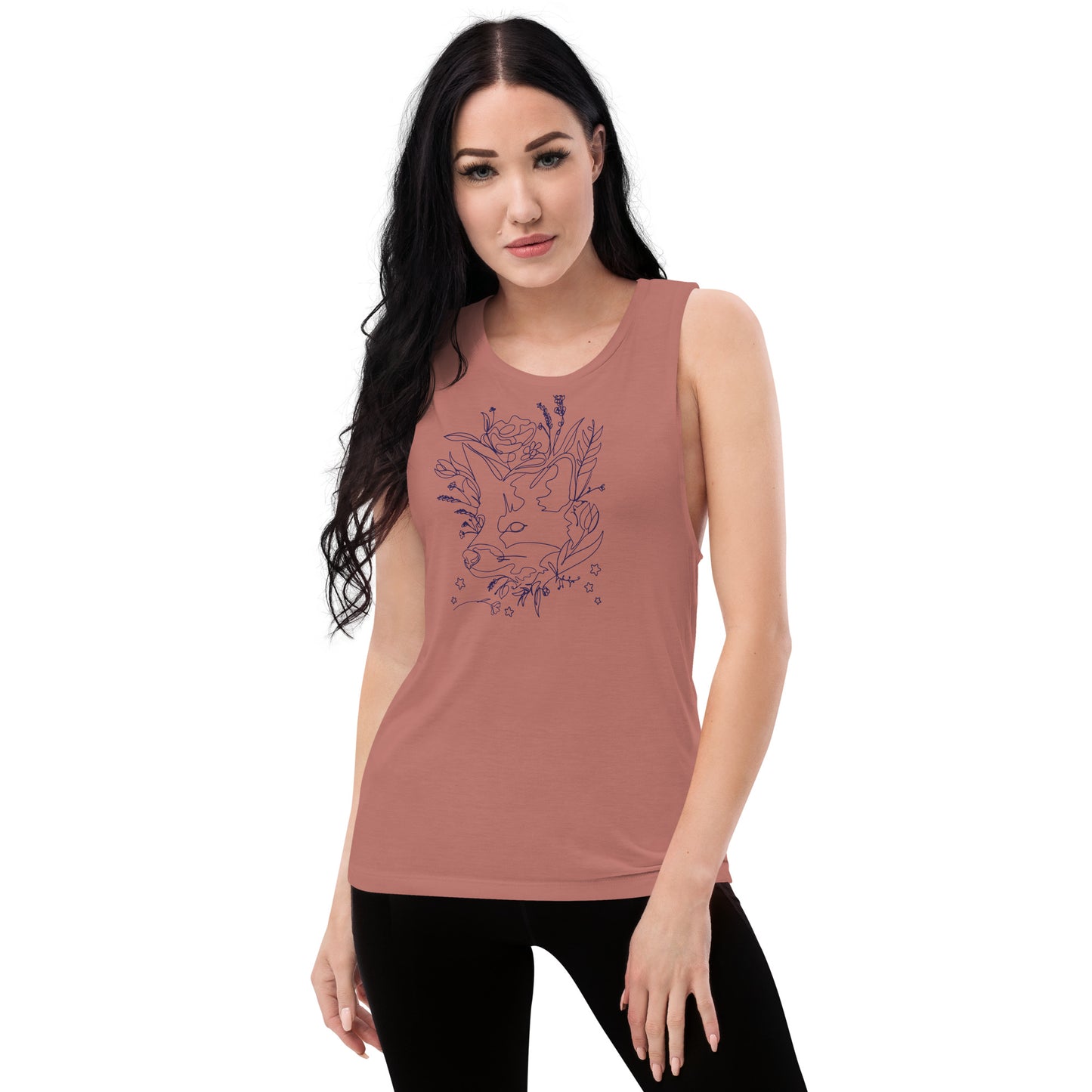 Cute Fox Drawing Ladies’ Muscle Tank