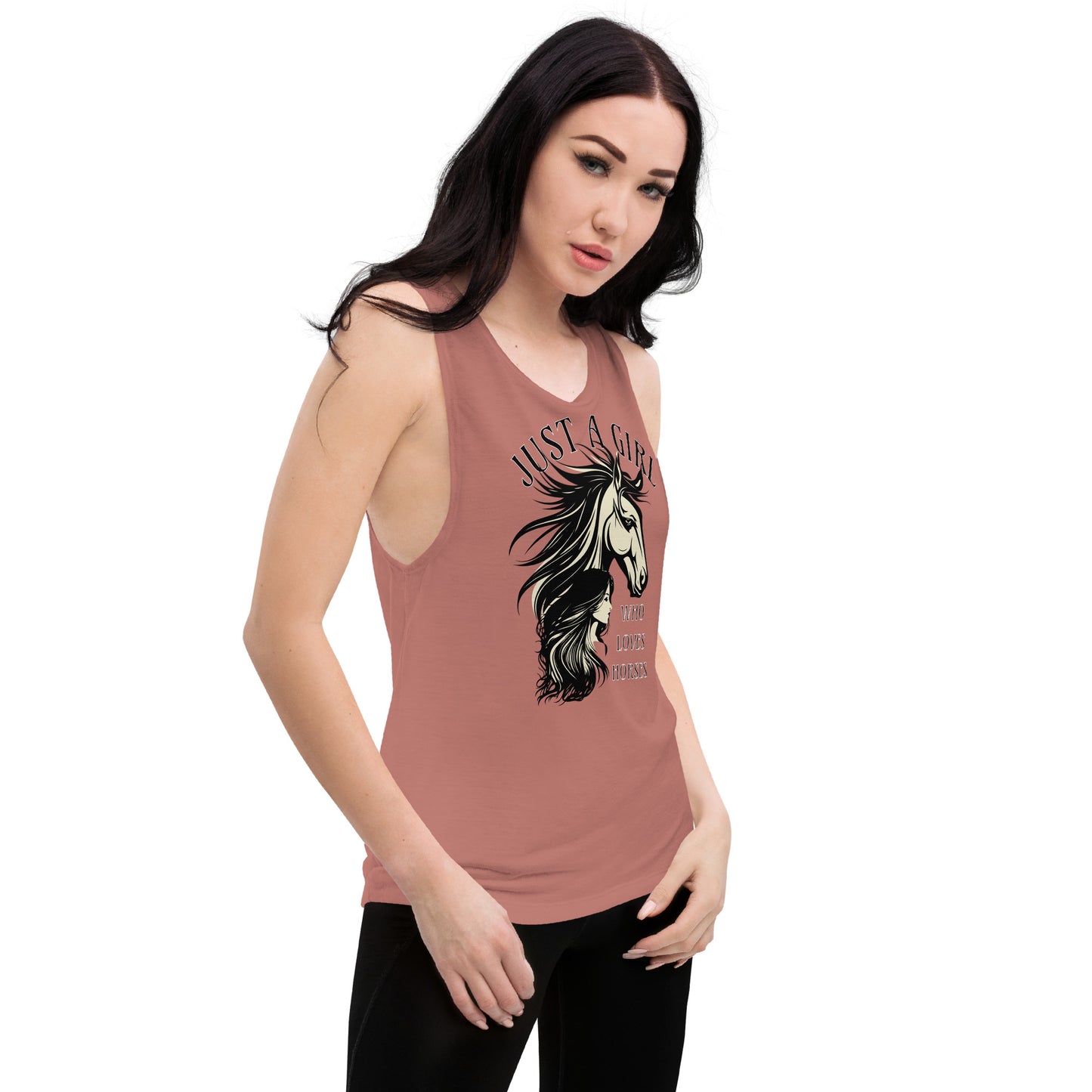 Just a Girl Who Loves Horses Ladies’ Muscle Tank