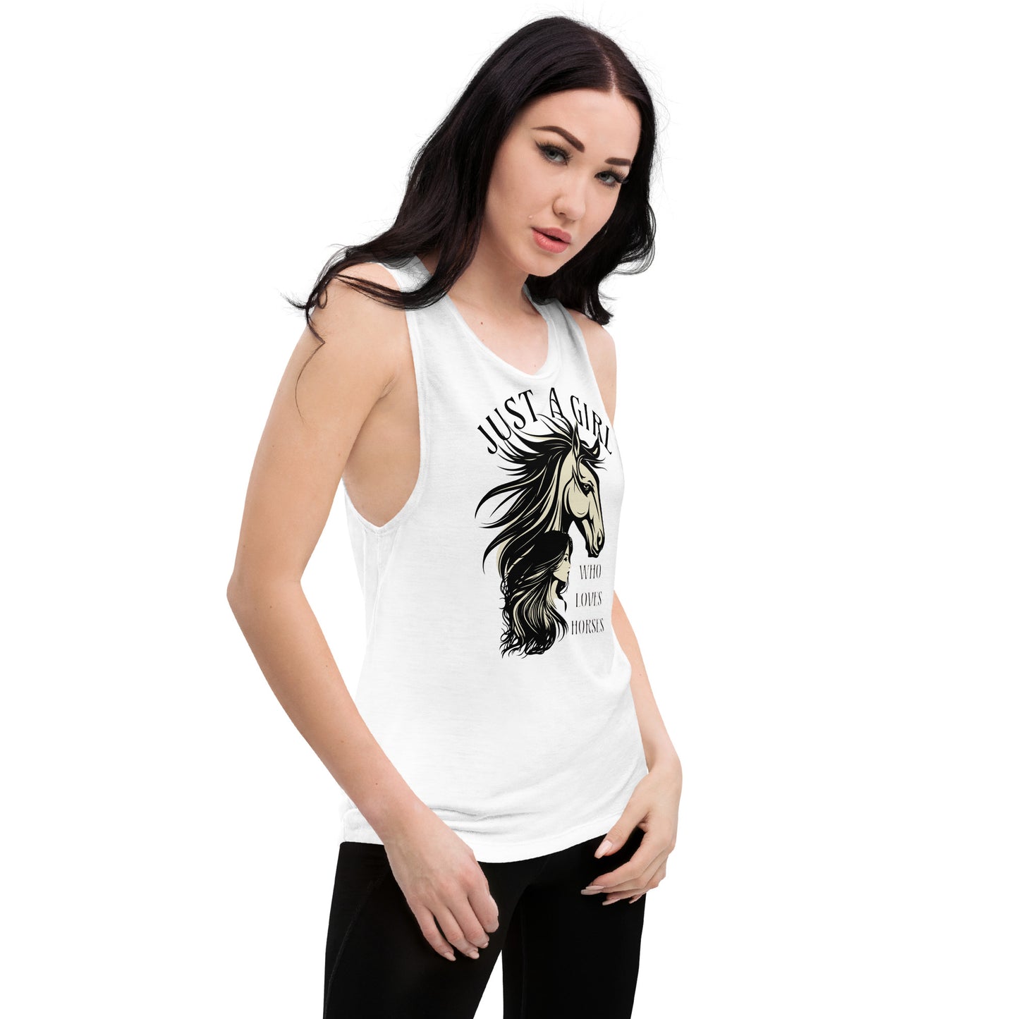 Just a Girl Who Loves Horses Ladies’ Muscle Tank