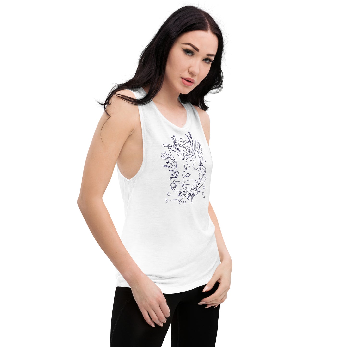 Cute Fox Drawing Ladies’ Muscle Tank